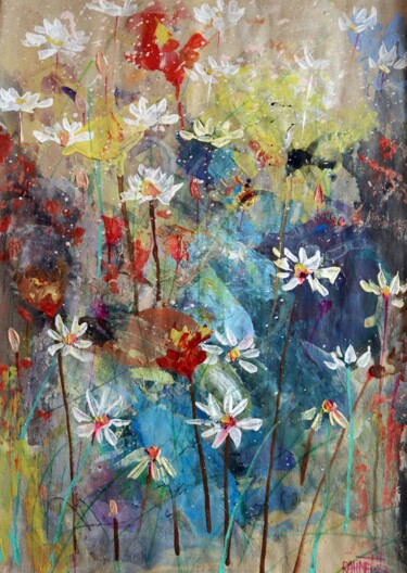 Malarstwo zatytułowany „Fantasy with Flower…” autorstwa Rakhmet Redzhepov, Oryginalna praca, Akwarela