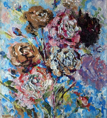 Pintura titulada "Roses 777" por Rakhmet Redzhepov, Obra de arte original, Oleo Montado en Bastidor de camilla de madera