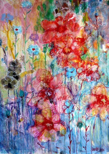 Malerei mit dem Titel "Fantasy with Flower…" von Rakhmet Redzhepov, Original-Kunstwerk, Aquarell