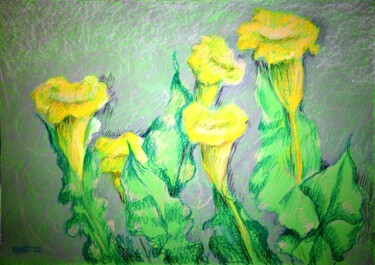 Peinture intitulée "Flowers of Happiness" par Rakhmet Redzhepov, Œuvre d'art originale, Pastel