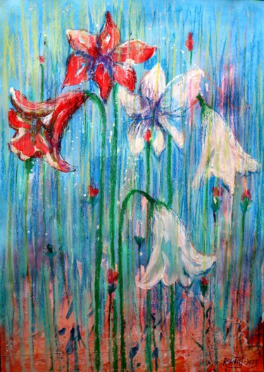 Картина под названием "Fantasy with Flower…" - Rakhmet Redzhepov, Подлинное произведение искусства, Акрил