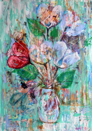Schilderij getiteld "Fantasy with Flower…" door Rakhmet Redzhepov, Origineel Kunstwerk, Aquarel