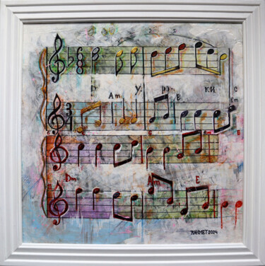 Painting titled "Music 1" by Rakhmet Redzhepov, Original Artwork, Acrylic Mounted on Cardboard