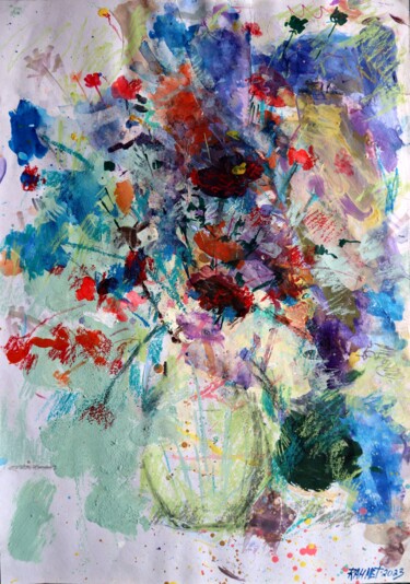 Peinture intitulée "Fantasy with Flower…" par Rakhmet Redzhepov, Œuvre d'art originale, Aquarelle