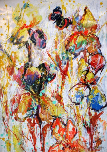 Malerei mit dem Titel "Fantasy with Flower…" von Rakhmet Redzhepov, Original-Kunstwerk, Acryl