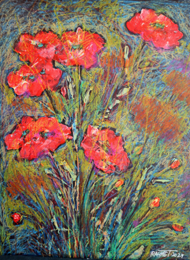 Malerei mit dem Titel "Fantasy with Flower…" von Rakhmet Redzhepov, Original-Kunstwerk, Pastell