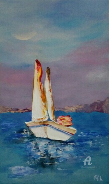 Malerei mit dem Titel "Marine" von Rakia Hasni, Original-Kunstwerk
