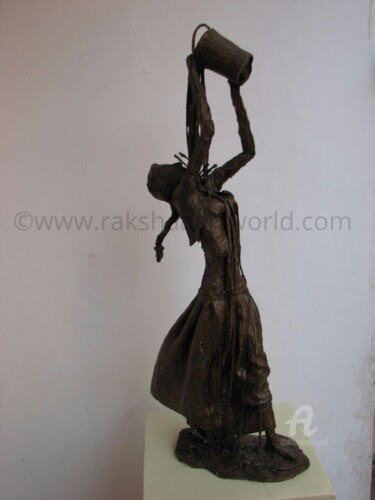 Sculpture titled "A Lady sculpture" by Raksha R, Original Artwork, Metals