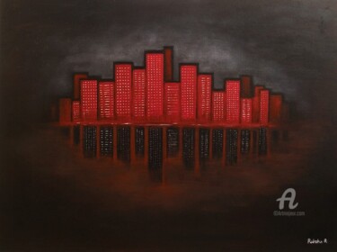 Картина под названием "Abstract Art, City…" - Raksha R, Подлинное произведение искусства, Акрил