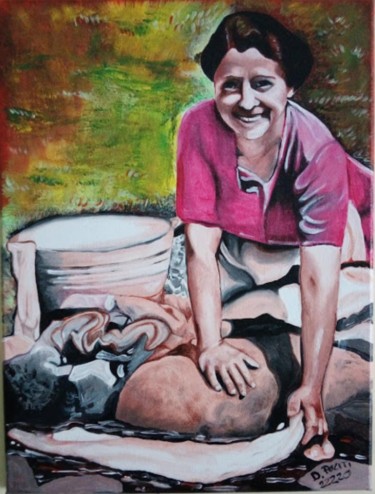 Pintura titulada "La Lavandaia" por Daniela Politi, Obra de arte original, Acrílico