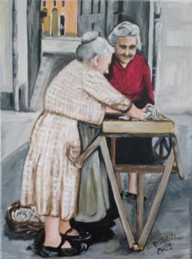 Peinture intitulée "Il carretto del pes…" par Daniela Politi, Œuvre d'art originale, Acrylique Monté sur Panneau de bois