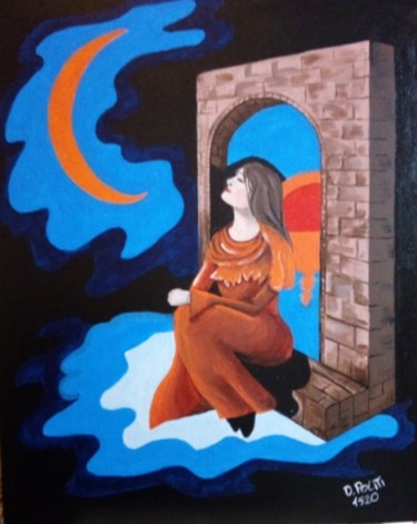 Painting titled "IL PORTALE DEI SOGNI" by Daniela Politi, Original Artwork, Acrylic Mounted on Cardboard