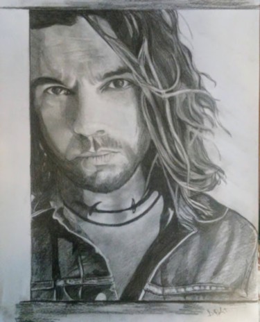 Disegno intitolato "Michael Hutchence (…" da Daniela Politi, Opera d'arte originale, Matita