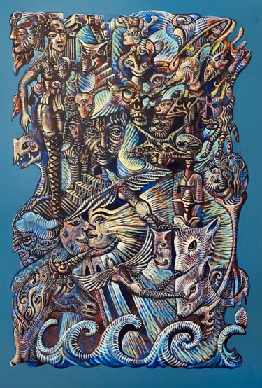Malerei mit dem Titel "Tag und Nacht" von Ralf Abati, Original-Kunstwerk, Acryl Auf Keilrahmen aus Holz montiert
