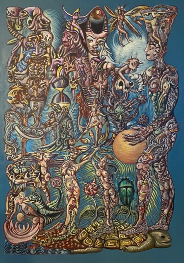 Картина под названием "Zeitreise" - Ralf Abati, Подлинное произведение искусства, Акрил Установлен на Деревянная рама для но…