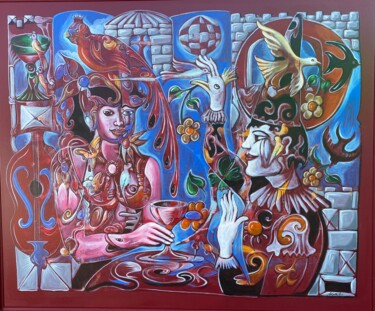 Painting titled "Wein,Weib und Gesang" by Ralf Abati, Original Artwork, Acrylic Mounted on Wood Stretcher frame