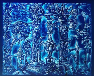 Ζωγραφική με τίτλο "Mediterrane Utopie" από Ralf Abati, Αυθεντικά έργα τέχνης, Ακρυλικό Τοποθετήθηκε στο Ξύλινο φορείο σκελε…