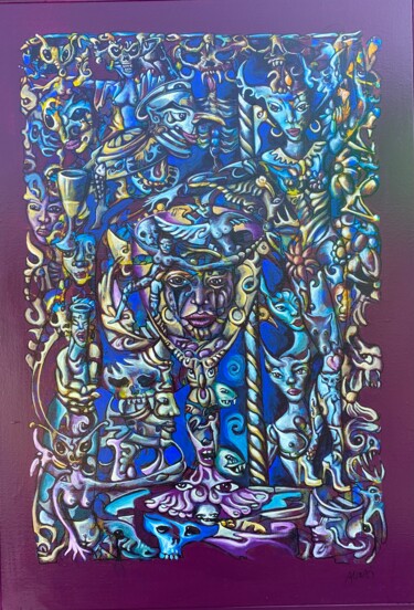 Ζωγραφική με τίτλο "Narrentanz" από Ralf Abati, Αυθεντικά έργα τέχνης, Ακρυλικό Τοποθετήθηκε στο Ξύλινο φορείο σκελετό