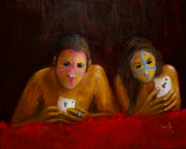 Malerei mit dem Titel "Communication" von Ralf Benick, Original-Kunstwerk, Öl