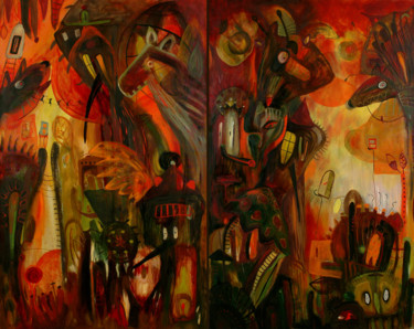 Pintura titulada "Strange Town I and…" por Justyna Ralicka, Obra de arte original, Oleo