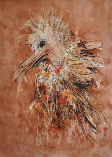 Dessin intitulée "Ptaszysko / Bird" par Justyna Ralicka, Œuvre d'art originale, Graphite