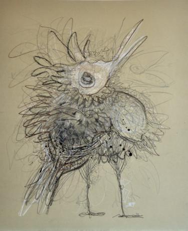 Zeichnungen mit dem Titel "Ptaszysko II / Bird" von Justyna Ralicka, Original-Kunstwerk, Graphit