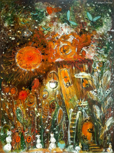 Malerei mit dem Titel "Comet  / Kometa" von Justyna Ralicka, Original-Kunstwerk, Acryl