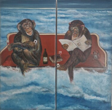 Painting titled "Les Philosophes" by Ralph Spegelaere, Original Artwork, Oil