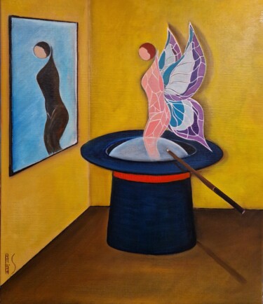 Malerei mit dem Titel "Je suis prête" von Ralph Spegelaere, Original-Kunstwerk, Öl