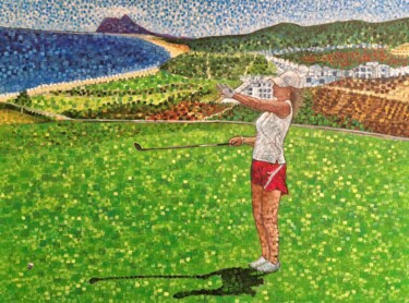 Painting titled "La golfeuse" by Ralph Spegelaere, Original Artwork, Oil