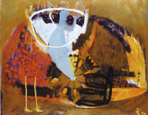 Painting titled "VogelFlieger" by Ralph Kleiner, Original Artwork, Oil