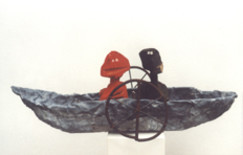 Skulptur mit dem Titel "In einem Boot" von Ralph Kleiner, Original-Kunstwerk