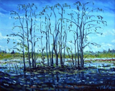 Painting titled "Cypress Swamp" by Ralph Papa, Original Artwork, Oil