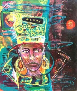 Painting titled "Queen Nefertiti" by Raluca Cirti, Original Artwork, Oil