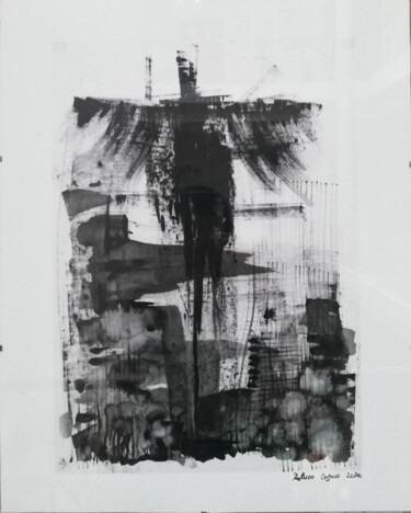 Картина под названием "Darkness" - Raluca Cozma (Black Bird Art), Подлинное произведение искусства, Чернила
