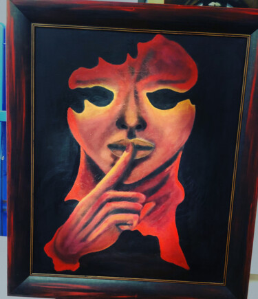 Painting titled "Silencio" by Raluca Ulici, Original Artwork, Oil Mounted on Wood Stretcher frame