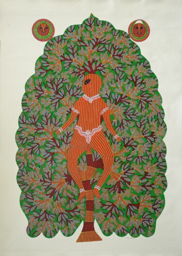 Malarstwo zatytułowany „Gond Painting  ( Tr…” autorstwa Ram Singh Urveti, Oryginalna praca, Akryl