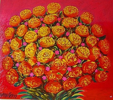 Pintura intitulada "Arranjo de Flores" por Ramanefer, Obras de arte originais