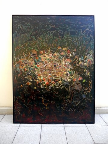 Painting titled "Puzzle-City" by Roberto Richetto Rambaldini, Original Artwork