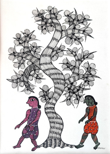"Gond Painting35" başlıklı Tablo Ramesh Shyam tarafından, Orijinal sanat, Akrilik