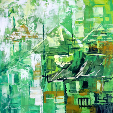 Painting titled "Green House" by A R Ramesh, Original Artwork, Acrylic
