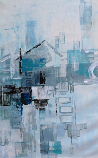 Painting titled "Blue city" by A R Ramesh, Original Artwork, Acrylic