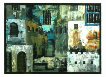 Painting titled "old buildings1" by A R Ramesh, Original Artwork, Acrylic