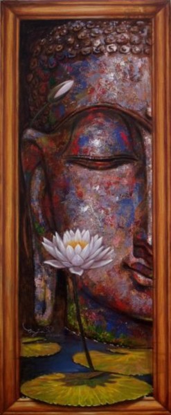 Painting titled "budhha.2." by Ramesh Gujar, Original Artwork, Acrylic