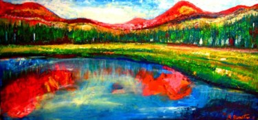 Painting titled "Springtime Mountain…" by Rami Benatar, Original Artwork, Oil