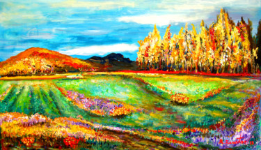 Painting titled "Landscape in the Au…" by Rami Benatar, Original Artwork, Oil