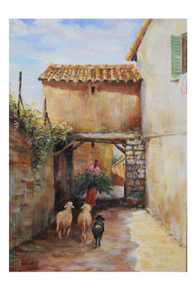 Painting titled "Retour de la Bérgèr…" by Mourad Rami, Original Artwork, Oil