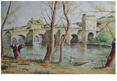 Painting titled "Le Pont" by Mourad Rami, Original Artwork, Oil