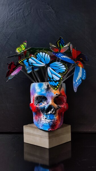 雕塑 标题为“Skull and Abstract…” 由Ramil Dayanov, 原创艺术品, 石膏