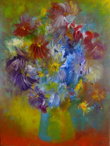 Pittura intitolato "colorful peonies" da Ramin Kerimov, Opera d'arte originale, Olio